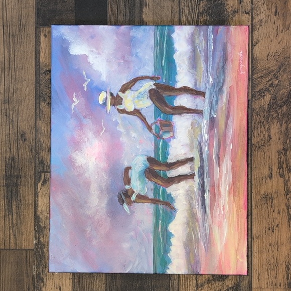 New Seascape Bathing Suits Original Acrylic Painting 20X16 Canvas Artist Signed